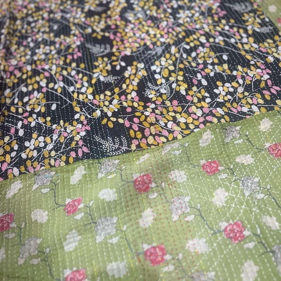 Vintage KANTHA Floral Patchwork crazy Quilt - REVERSIBLE LARGE XL - Picture 3 of 10